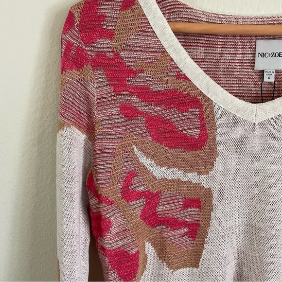 NWT NIC+ZOE Floral Sweater Lightweight Pink Multi Size Small - Picture 4 of 9